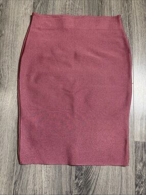 WOW couture Wine-Red Midi Ponte Pencil Skirt